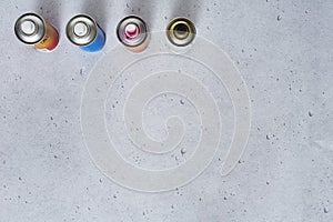 Spray cans graphically on concrete