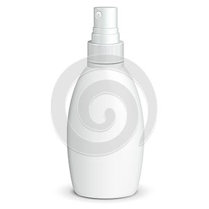 Spray Cosmetic Perfume, Deodorant, Freshener Or Medical Antiseptic Drugs Plastic Bottle White.