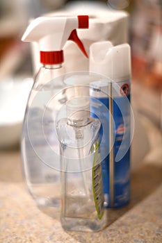 Spray desinfectant in coronavirus photo