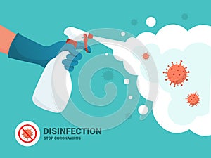 Spray Disinfect kill covid-19 illustration