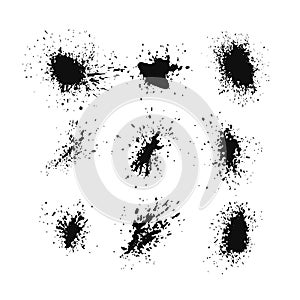 Spray graffiti blob paints, Spray Paint Vector Elements isolated on White Background, Drips Black ink splatters