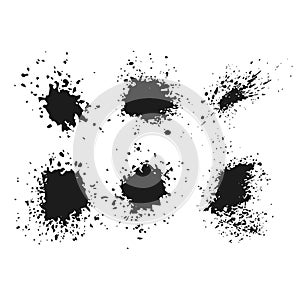 Spray graffiti blob paints, Spray Paint Vector Elements isolated on White Background, Drips Black ink splatters