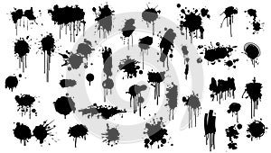 Spray graffiti element set vector illustration. Paint abstract ink and brush element messy. Dirty texture and splash textured