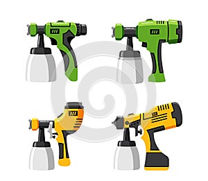 Spray Guns, Handheld Devices That Sprays Liquids, Such As Paint Or Coatings, Onto Surfaces, Vector Illustration