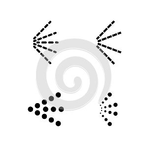 Spray icons big set. Simple black clouds with shadow. Vector illustration. Isolated on white background