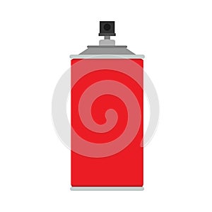 Spray paint can red graffiti aerosol vector icon equipment. Bottle tool street wall vandalism flat container