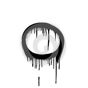 Spray paint circle with drips and splatters vector illustration. Black ink ring with splashes. Grunge design, street