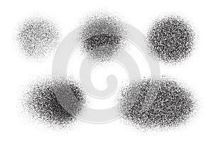 Spray paint circle stain with noise texture effect. Grainy dotted black splash on white background. Grunge ink stipple