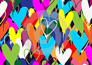 Spray paint colorful hearts pattern photo