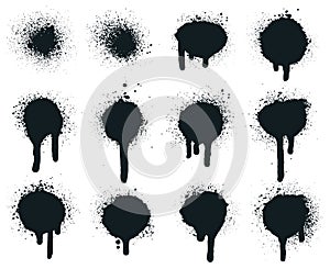 Spray paint dots. Splatter painted drips, grunge art circle texture, graffiti dirty sprayed paints. Abstract paint photo