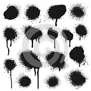 Spray painted texture. Paint splatter dots, graffiti drips and sprayed paints vector set