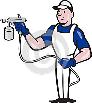 Spray Painter Spraying Gun Cartoon