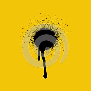 Spray splash on yellow background. Splatter dot. Graffiti spray paint