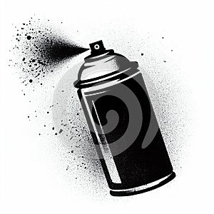 spraycan graffiti stencil-art sprayed in black over white