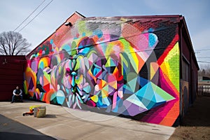 spraycan in hand, graffiti artist strikes again with bold and colorful murals