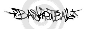 Sprayed basketball font graffiti with overspray in black over white. Vector illustration. photo