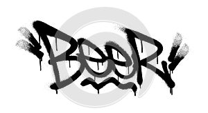 Sprayed beer font graffiti with overspray in black over white. Vector illustration.