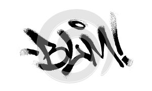 Sprayed BLM font graffiti with overspray in black over white. Vector illustration.