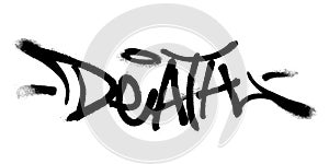 Sprayed death font graffiti with overspray in black over white. Vector illustration. photo