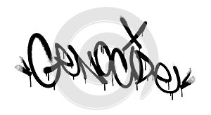 Sprayed genocide font graffiti with overspray in black over white. Vector illustration.