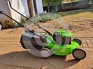 Sprayed green lawnmover photo