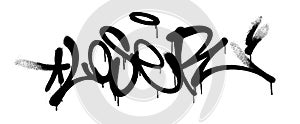 Sprayed loser font with overspray in black over white. Vector illustration. photo