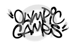 Sprayed olympic games font graffiti with overspray in black over white. Vector illustration. photo