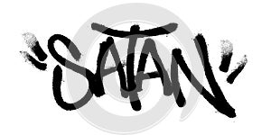 Sprayed satan font graffiti with overspray in black over white. Vector illustration. photo