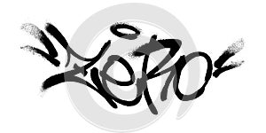 Sprayed zero font with overspray in black over white. Vector illustration. photo