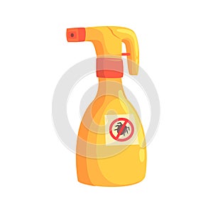 Sprayer bottle of mite or tick insecticide cartoon vector Illustration