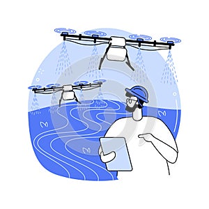 Spraying drone isolated cartoon vector illustrations.
