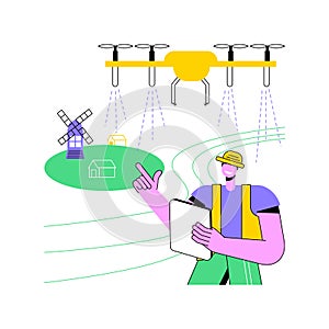 Spraying drone isolated cartoon vector illustrations.