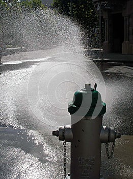 Spraying Fire Hydrant