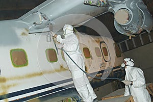 Spraying the fuselage