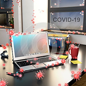 Spread of the covid 19 over a workstation