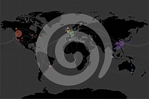 Spread and mutation of coronavirus strains, an epidemic of viral infection in the world.