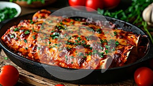 spread of traditional mexican dish enchilada photo