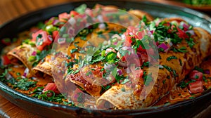 spread of traditional mexican dish enchilada photo