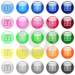 Spreadsheet adjust table column width icons in color glossy buttons