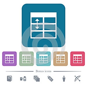 Spreadsheet adjust table row height flat icons on color rounded square backgrounds photo