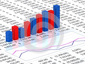 Spreadsheet with blue graph