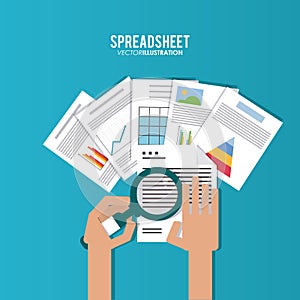 Spreadsheet design, technology and infographic concept