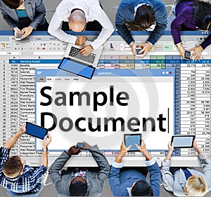 Spreadsheet Document Information Financial Startup Concept