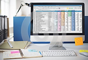 Spreadsheet Document Information Financial Startup Concept photo