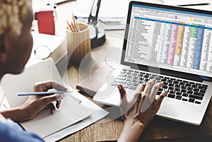 Spreadsheet Document Information Financial Startup Concept photo