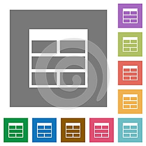 Spreadsheet horizontally merge table cells square flat icons