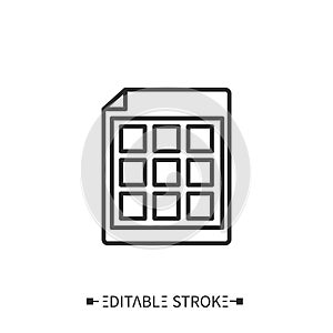 Spreadsheet line icon. Consignment note. Editable vector illustration photo