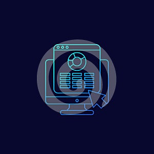 Spreadsheet, report icon in linear style