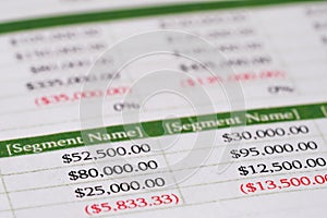 Spreadsheet table paper Finance development, Account