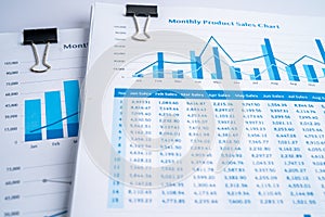 Spreadsheet table paper. Finance development, Banking Account, Statistics Investment Analytic research data economy, trading,